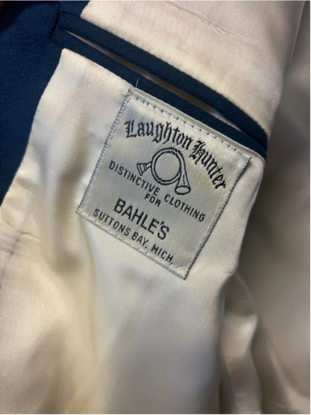 Vintage Laughton Hunter Navy Suede Sport Coat custom, measurements below